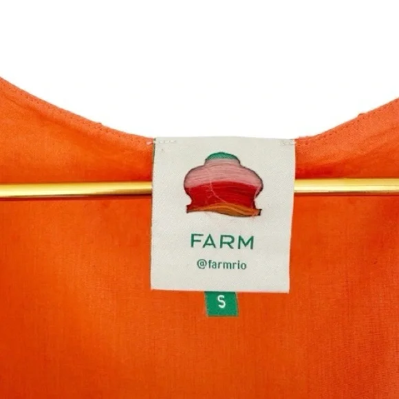 Farm Rio • Orange Ruffles Wrap Midi Dress - Picture 4 of 10